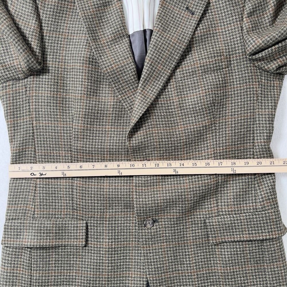 Tommy Hilfiger Houndstooth Tweed Blazer Jacket Mens Sz 42L Olive 2 Button Vtg - Picture 14 of 16